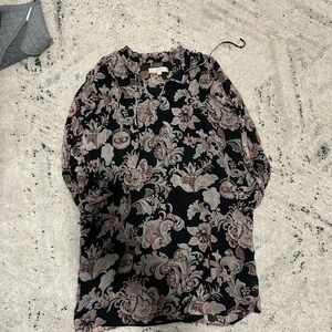 LOFT Black and Pink Paisley Dress